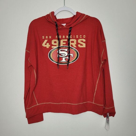 NFL San Francisco red Gold hooded long sleeve football sweatshirt size youth xl - Picture 1 of 7